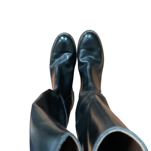 Vintage tall, black‎ leather riding boots - Picture 6 of 8